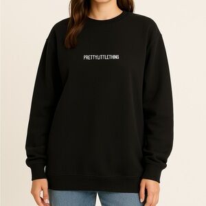 Pretty Little Thing PLT Oversized Crewneck Embroidered Logo Sweatshirt Small
